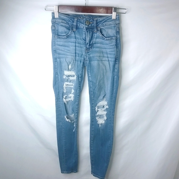 American Eagle 00S 23x26 Destroyed Jegging Jeans - Picture 1 of 9